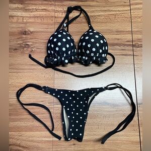 Black and White Polka Dot Brazilian Bikini Bottom Swim Beach
